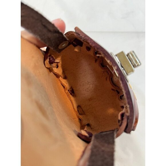 VTG Mini Tooled Leather Purse Mexico Crossbody Bag Stamped Painted - Picture 7 of 13